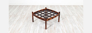 Ahsyanti Simple Footstool Made of Solid Teak Wood Frame and PU <b>Leather</b> <b>Cushion</b> with Walnut Finish for Indoor and Outdoor Use. - Product Image 5