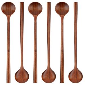 6 Pièces Cuillères Longues en Bois Cuillères Rondes à Long Manche Cuillères à Soupe de Style Coréen pour la Cuisson de la Soupe, Mélange, Remuer la Cuisine - Product Image 5