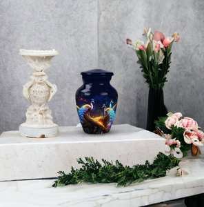 Urna de pavo real en la naturaleza, jarrón funerario de cremación de Vida Silvestre, jarrón conmemorativo de pavo real azul para pájaros, plumas de pavo real, urna natural - Product Image 4