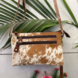 Femmes naturel Style occidental peau de vache fourrure cuir bandoulière fronde sac à main fermeture à glissière lettre multi-usages Offre Spéciale - Product Image 1