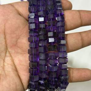 Cuentas Hexagonales Facetadas de Amatista Natural de Alta Calidad, de 8mm-12mm, Color Púrpura, para la Elaboración de Joyas - Product Image 1