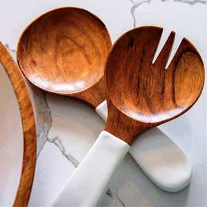 best quality <b>salad</b> <b>servers</b> Natural <b>Wooden</b> <b>Salad</b> <b>Server</b> Set with 2 Turners Sustainable Handmade Utensils - Product Image 3