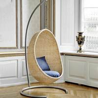 Fauteuil suspendu en forme d'œuf, hamac de patio, chaise suspendue, panier en rotin, hauteur réglable, utilisation intérieure et extérieure