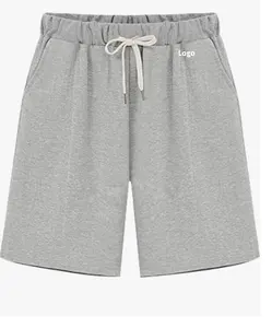 Short athlétique d'été pour femme Taille élastique Longueur au genou Bermuda en jersey doux en tricot Style décontracté avec cordon de serrage - Product Image 1