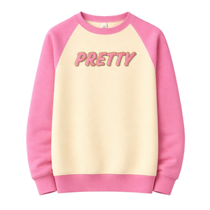 Sudadera de Invierno Neutral para Chicas, con Mangas Raglán y Cuello Redondo, Estilo Griego, Color Rosa y Verde, Personalizable - Product Image 3