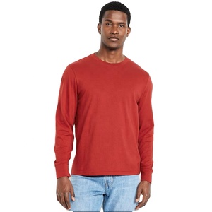 T-shirt à manches longues marron de qualité supérieure pour hommes en coton doux col rond coupe moderne vêtements de tous les jours haut à la mode pour hommes - Product Image 3