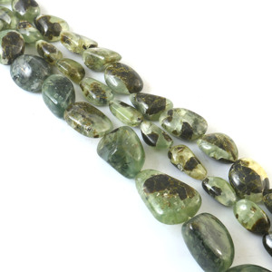 Perles lisses de préhnite naturelle, 12x13mm à 18x22mm, perles de pierre précieuse préhnite verte, brin de 12 pouces, fabrication de bijoux, vente en gros - Product Image 3