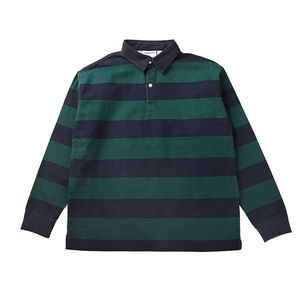 Logotipo bordado personalizado 100% algodón Jersey rayas manga larga Rugby Polo al por mayor - Product Image 3