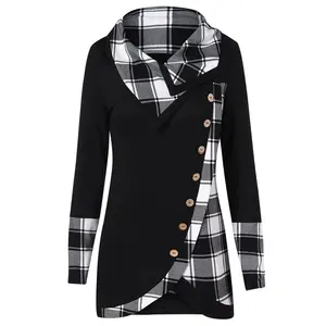 2022 Nieuwe Mode Coltrui Tuniek Blouse Casual Winter Dames Plaid Bottom Tops Vrouwelijke Vrouwen Lange Mouw Blusas Trui