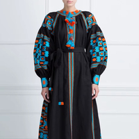 Robe longue élégante pour femmes Robe décontractée pour femmes OEM Wholesale Collection Ladies Ukrainian Embroidery Long Sleeve Dress for Women