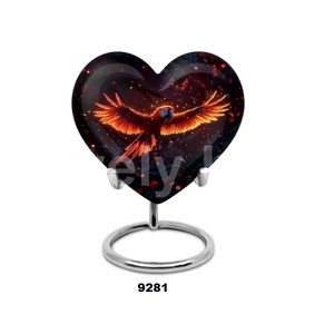 Urna de corazón con alas encendidas de pájaro para cenizas humanas-Urna grande para cenizas femeninas adultas-Urna conmemorativa de cremación con bolsa gratis - Product Image 1