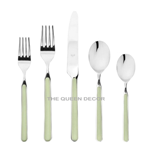 Nuevos juegos de cubiertos pulidos brillantes de forma única de Metal de aluminio elegante de 4 piezas de acero con espejo de la más alta calidad - Product Image 5