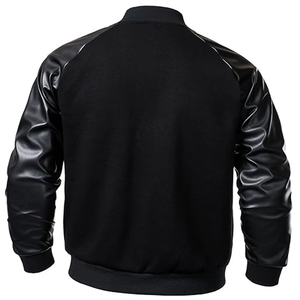 แจ็กเก็ตขนสัตว์ตามสั่งแขนเสื้อหนังแท้เสื้อแจ็คเก็ตบอมเบอร์ปักลายตัวอักษรวิทยาลัย - Product Image 3