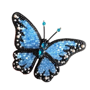 Beautiful Butterfly embroidery keychain in blue and black combination <b>handbag</b> <b>accessory</b> keychain from India - Product Image 1