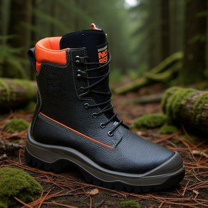 Botas de Seguridad Forestales NoRisk S3 SRC EN20345/EN17249 de Cuero Negro/Naranja, Talla 45, para Equipo de Supervivencia al Aire Libre - Product Image 3