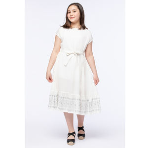 Robe de soirée décontractée personnalisée OEM et ODM pour filles avec de jolies manches courtes au genou et des imprimés brodés à la fabrication de gros - Product Image 2