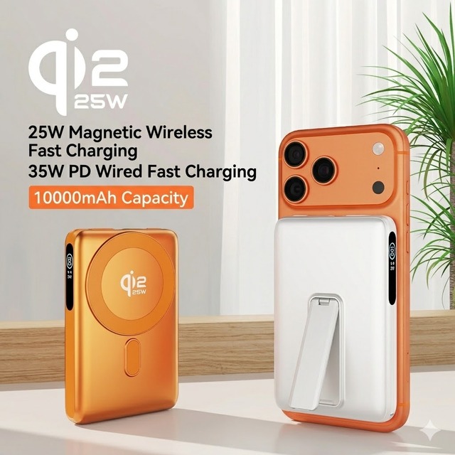 10000mAh Magnetic Wireless Semi-Solid State Power Bank 25W Fast Charging TFT Display Powerbanks for iPhone 17 16 Pro Max S26U
