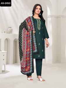 Dernières collections Vêtements quotidiens décontractés Kurtis fantaisie pour femmes Ensemble Kurtis en coton mélangé Pent Rayon Dupatta Vêtements indiens pakistanais - Product Image 2