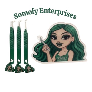 Somofy Enterprises <b>Custom</b> Made <b>Doll</b> Design Tile Eyelash Extension Tweezers Charms Stainless Steel Logo Packing Mink Sustainable - Product Image 2