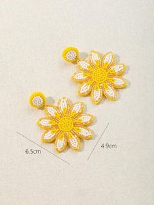 Pendientes Colgantes Cuadrados Amarillos Huecos para Mujer, Cuentas de Semillas, Joyería de Moda Hecha a Mano, Accesorios con Diseño Geométrico, Pieza Destacada - Product Image 5