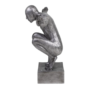 Hermosa escultura de aluminio de un nadador sentado listo para saltar al agua - Product Image 3