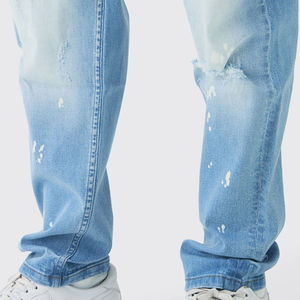 2025 New <b>Men</b> <b>Loose</b> Unisex Straight Wide Leg High Street Washed Solid Color Cotton Autumn Plus Size Denim <b>Trousers</b> Jeans Pants - Product Image 6