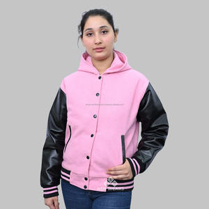 Veste de baseball personnalisée en laine enduite et cuir, col montant, respirante, couleur personnalisée, pour l'hiver - Product Image 1