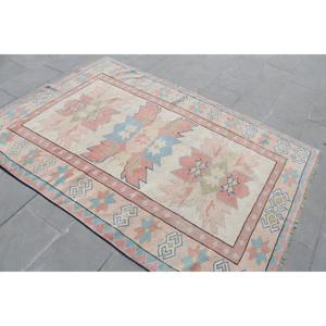 พรมตุรกีวินเทจ ขนาด 4.7x7.2 ฟุต (143x219 ซม.) พรมขนสัตว์สีชมพู - Product Image 2