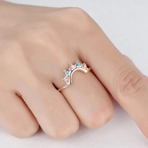 เครื่องประดับที่ดีที่เป็นของแข็ง14K 18K แหวนทองแท้นอนงาม Arizona เทอร์ควอยซ์หรูหราออกแบบใหม่แหวนเครื่องประดับที่ดีกับ moontsone - Product Image 6