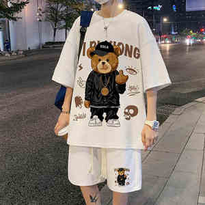 OEM Motif personnalisé Logo T-Shirt à manches courtes Vente en gros Costume de sport décontracté Imprimé Unisexe T-shirt surdimensionné et ensemble short - Product Image 2