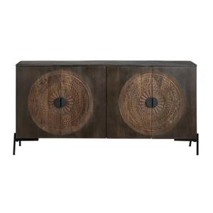 Modern 4-Door Mango Wood Sideboard Buffet <b>Cabinet</b> Dining Bathroom Farmhouse Living Room Bedroom Hospital <b>Storage</b> Features - Product Image 2