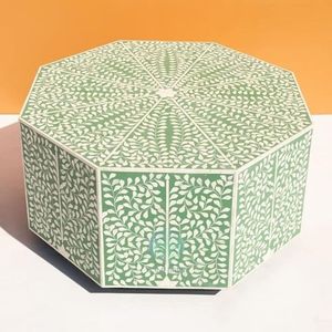 Elegante mesa de centro moderna con diseño de incrustaciones de hueso Mesa central hecha a mano Muebles decorativos Última forma - Product Image 4