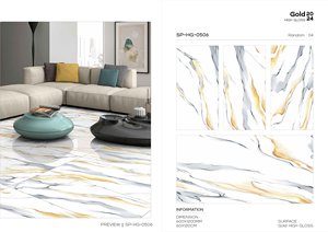 Diseño moderno de seda dorada de lujo 600*1200 azulejos vitrificados de alto brillo Interior sala de estar pasillo azulejos atmosféricos de ladrillo dorado - Product Image 5