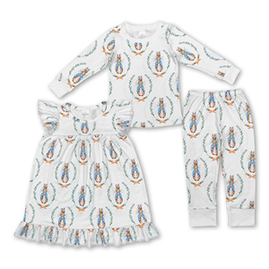 Robe de Pâques pour bébé fille avec manches bouffantes blanches, tenue pour enfant, vêtements pour enfants, ensemble de vêtements pour enfants, OEM/ODM/RTS - Product Image 4