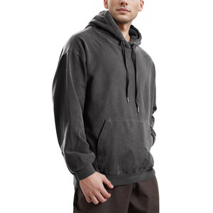 Plain Acid Wash Hoodie Drop <b>Shoulder</b> Men Sweatshirt 500 460 400 GSM Custom Logo 100% Cotton Heavyweight Oversized Blank Hoodies - Product Image 2