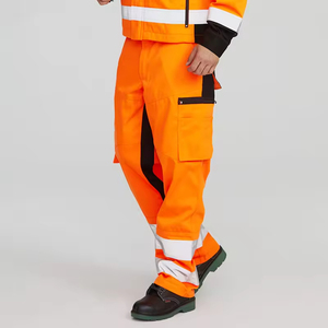 Men's High Visibility Breathable CE Certified Orange <b>Work</b> <b>Cargo</b> <b>Pants</b> Reflective Stripes Multiple Pockets for Safety - Product Image 1