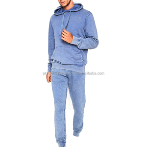 Survêtements personnalisables délavés à l'acide pour hommes, en coton épais 100 %, avec sweat à capuche et pantalon de jogging, grandes tailles, tendance - Product Image 3