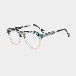 Montature per Occhiali in Acetato da Donna, Modello <span class=keywords><strong>Pantos</strong></span> Rotondo con Foro a Chiave, Bicolore Laminato a Righe, Fatto a Mano, Cerniera a Molla, OEM ODM Personalizzato, Ingrosso 2026 - Product Image 5