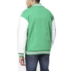 Veste universitaire en laine Melton pour hommes avec logo personnalisé OEM Veste universitaire en cuir Letterman en gros de tissu en toile à bas prix - Product Image 4