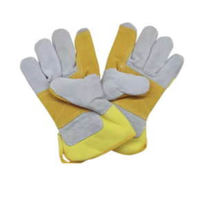 Canadian Double Palm Winter Work <b>Gloves</b> Leather Safety <b>Glove</b> Rubber Cuff Industrial Rigger Cow Split Leather Working <b>Gloves</b> - Product Image 1