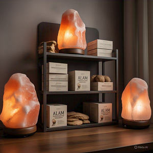 GMP Approved Natural Himalayan Salt <b>Lamp</b> Organic Material Electric Cord Bulb Feng Shui Style Home Decoration Package 2-3 Pounds - Product Image 4