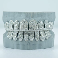 Personnalisé VVS Glacé Moissanite Rond Et Princesse Coupe Mixte Invisible Ensemble Diamant Dents Grillz Haut Bas Bijoux En Argent Pour Hommes