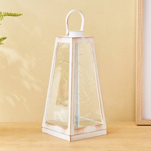 Estilo europeo al aire libre patio Shabby Chic decoración del hogar antiguo blanco jardín colgante Metal linterna Vintage boda linterna - Product Image 4