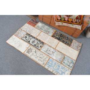 พรมตุรกีขนาด 2.7x4.2 ฟุต พรมวินเทจขนาดเล็ก พรมลายทางสีขาว - Product Image 4