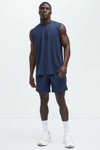 Moda personalizada verano Color sólido manga de los hombres menos chaleco y pantalones cortos deportes Casual verano gimnasio desgaste hombres conjunto de dos piezas - Product Image 6
