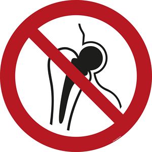LongLife Señal - Señalización de Suelo, autoadhesiva 600mm (Ø), Prohibido el Paso a Personas con Implantes Metálicos - LG-SCHILD - Product Image 1