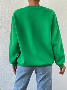 Sudadera de Algodón al por Mayor para Mujer, Sudadera Lisa de Manga Larga, Personalizable con Logotipo, Cuello Redondo para Mujer - Product Image 3