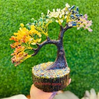 Arbres en Cristal des Sept Chakras Faits à la Main, Pierres de Reiki, Copeaux d'Agate, Vente en Gros de Pierres Précieuses, Décoration d'Intérieur, Agate Aameena