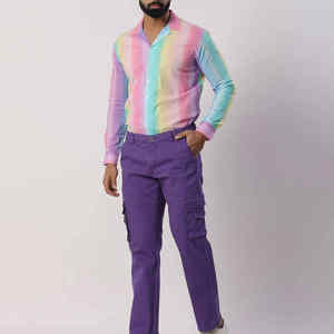 Pantalon cargo décontracté taille moyenne droit plat devant résistant aux flammes respirant et écologique pantalon de travail 6 poches à taille élastique pour hommes - Product Image 5