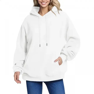 Sudaderas con capucha para mujer informales para correr de talla estadounidense personalizada, Jersey ligero liso de manga larga, sudadera holgada con bolsillo de gran tamaño - Product Image 4